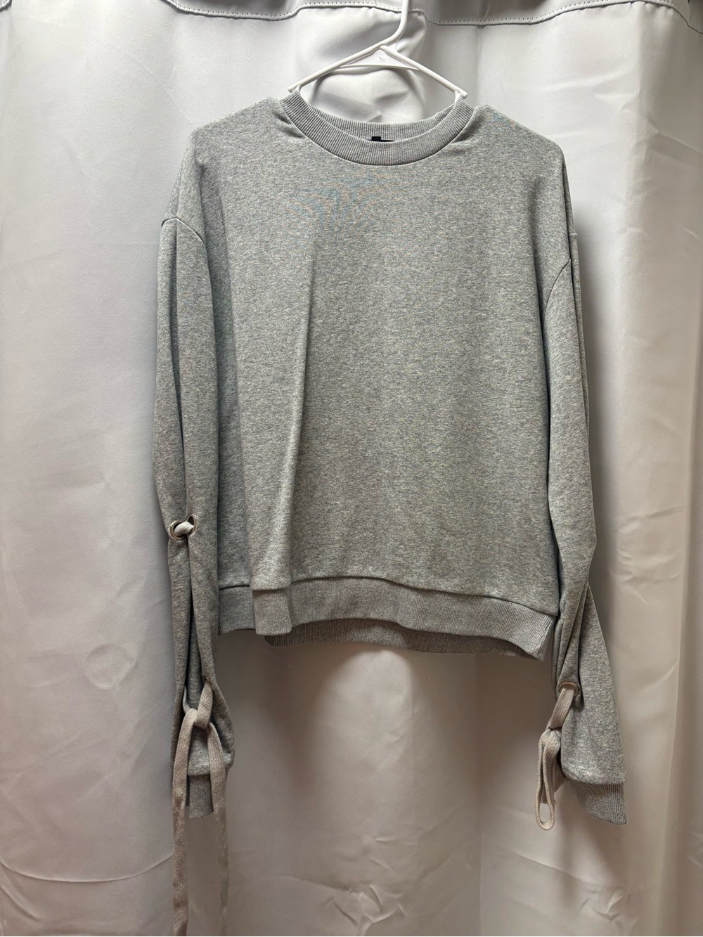 Gray Tie-Sleeve Crewneck Sweatshirt